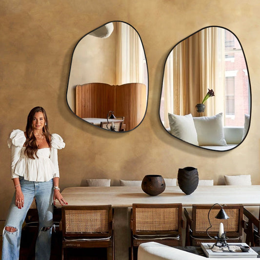 Miroir décoratif à vent créatif à suspendre au mur, filet de maquillage pour salle de bain de célébrités