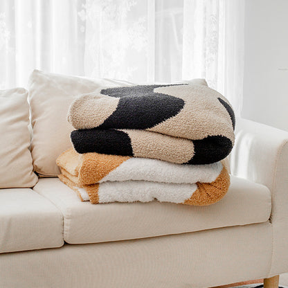 Retro Funky Groovy Style Half Velvet Knitted Sofa Blanket