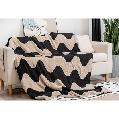 Retro Funky Groovy Style Half Velvet Knitted Sofa Blanket