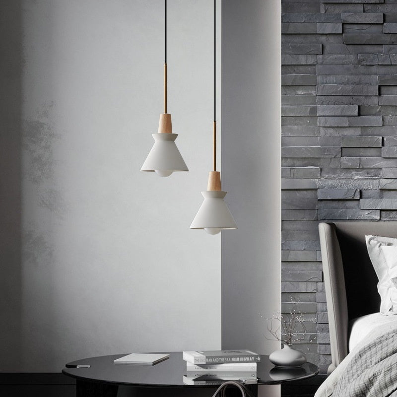 Lámpara colgante minimalista creativa de cemento de estilo de madera para cocina y comedor
