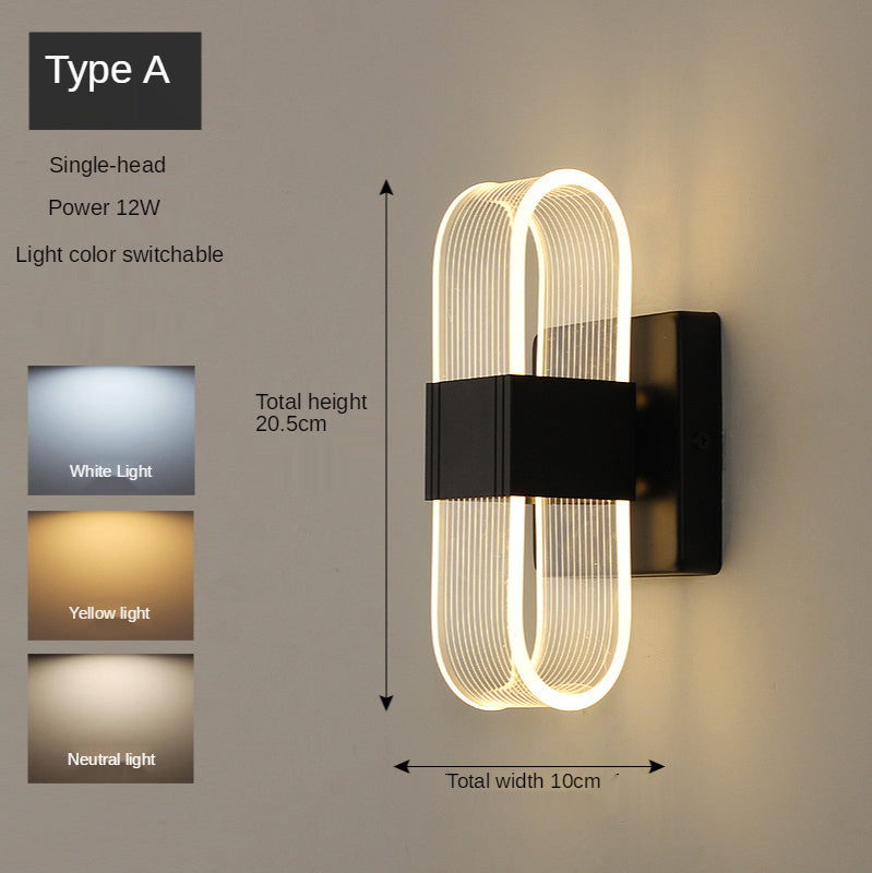 Lámpara de pared estilo art déco minimalista dorada, accesorio de iluminación para dormitorio