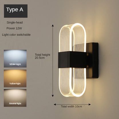 Lámpara de pared estilo art déco minimalista dorada, accesorio de iluminación para dormitorio