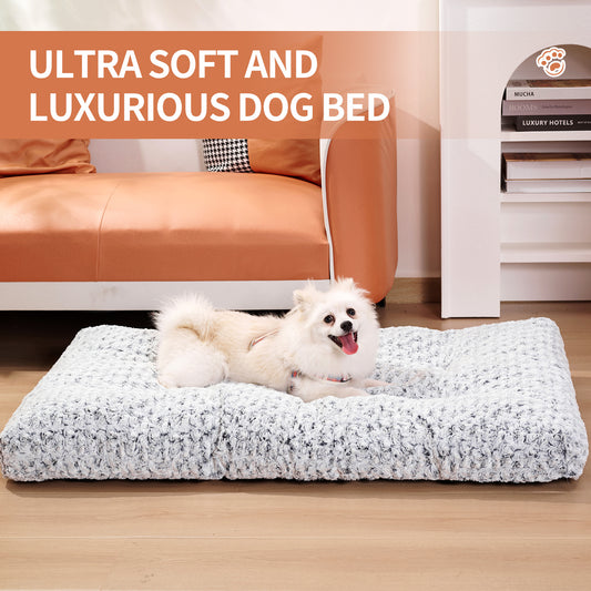 Camas para perros Cama para perrera de terciopelo rosa grueso para mascotas Estera de algodón suave y esponjosa Cama para perros lavable