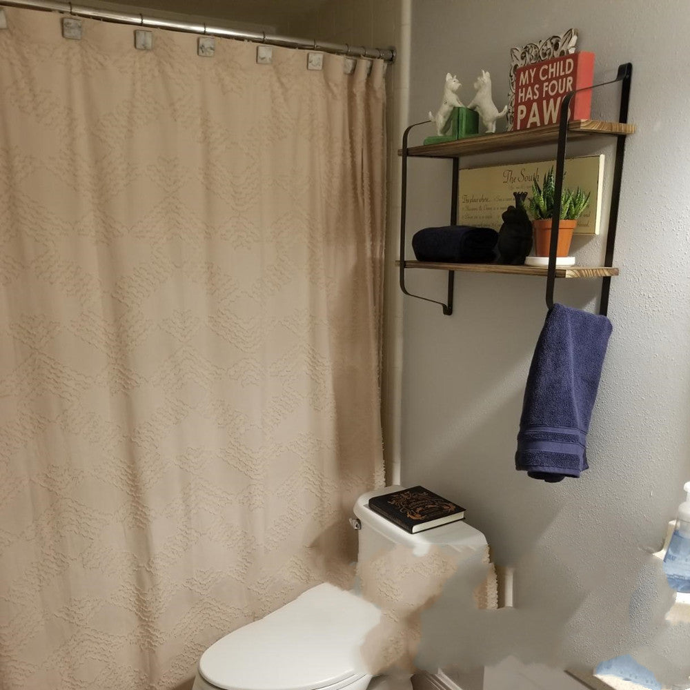 Estantes Cocina Baño Estante de pared de madera maciza Soporte de hierro forjado