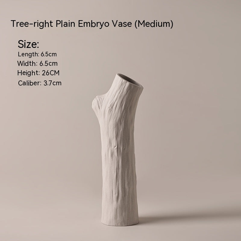 Jarrón pequeño de cerámica con simulación de madera, minimalista, creativo y orgánico, estilo silencioso, decoración