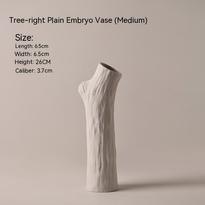 Jarrón pequeño de cerámica con simulación de madera, minimalista, creativo y orgánico, estilo silencioso, decoración