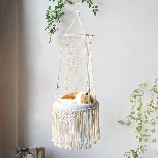 Cama colgante de macramé para mascotas Hamaca de macramé para gatos Hamaca colgante de pared para gatos Cama de macramé para gatos - Regalos para mascotas Hamaca columpio de macramé para gatos
