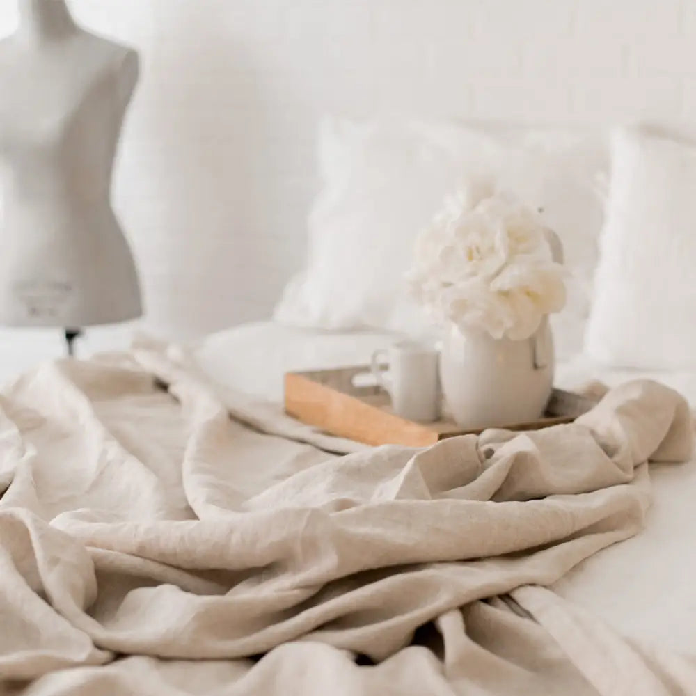 Ins Style Minimalist Organic Pure Linen Bed Sheet Bedroom