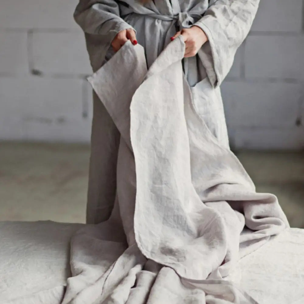 Ins Style Minimalist Organic Pure Linen Bed Sheet Bedroom