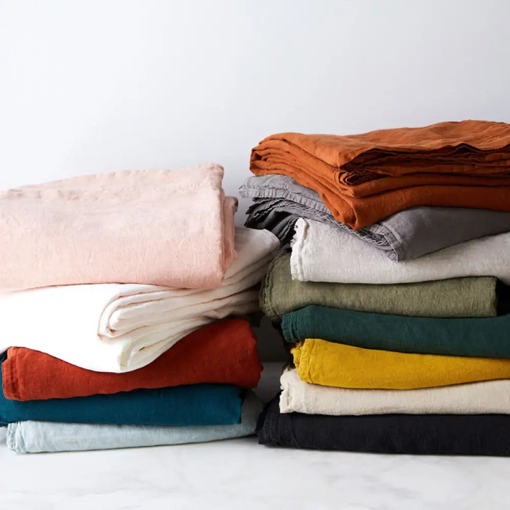 Ins Style Minimalist Organic Pure Linen Bed Sheet Bedroom