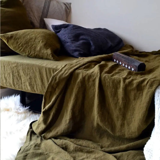 Ins Style Minimalist Organic Pure Linen Bed Sheet Bedroom