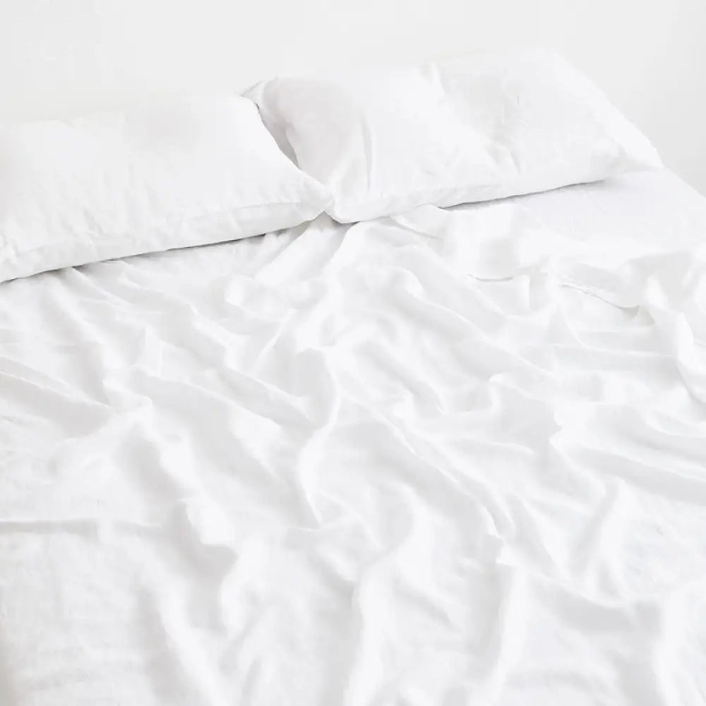 Ins Style Minimalist Organic Pure Linen Bed Sheet Bedroom Bleach Color / 240X245Cm