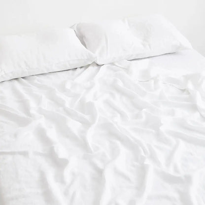 Ins Style Minimalist Organic Pure Linen Bed Sheet Bedroom Bleach Color / 240X245Cm