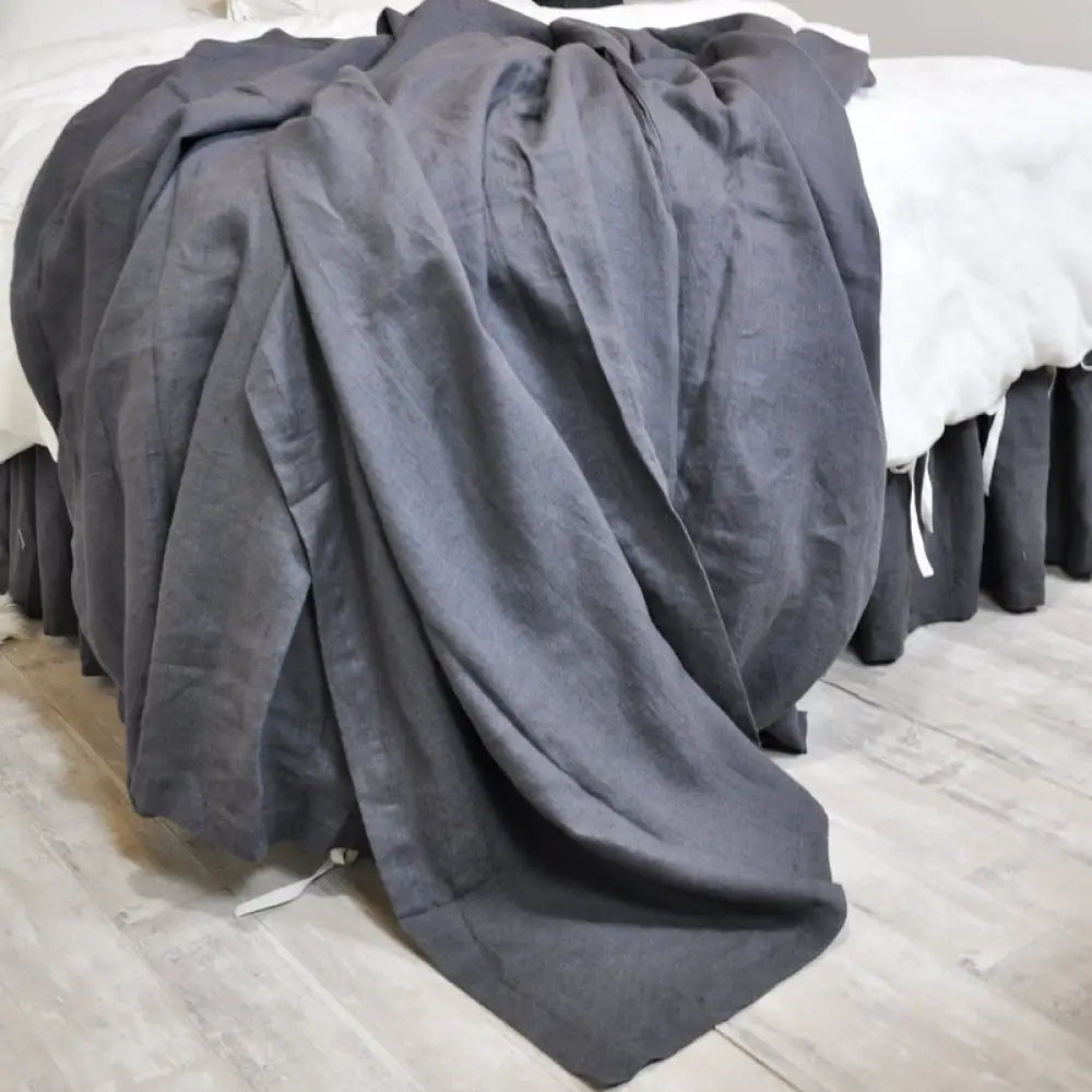 Ins Style Minimalist Organic Pure Linen Bed Sheet Bedroom Dark Gray / 240X245Cm