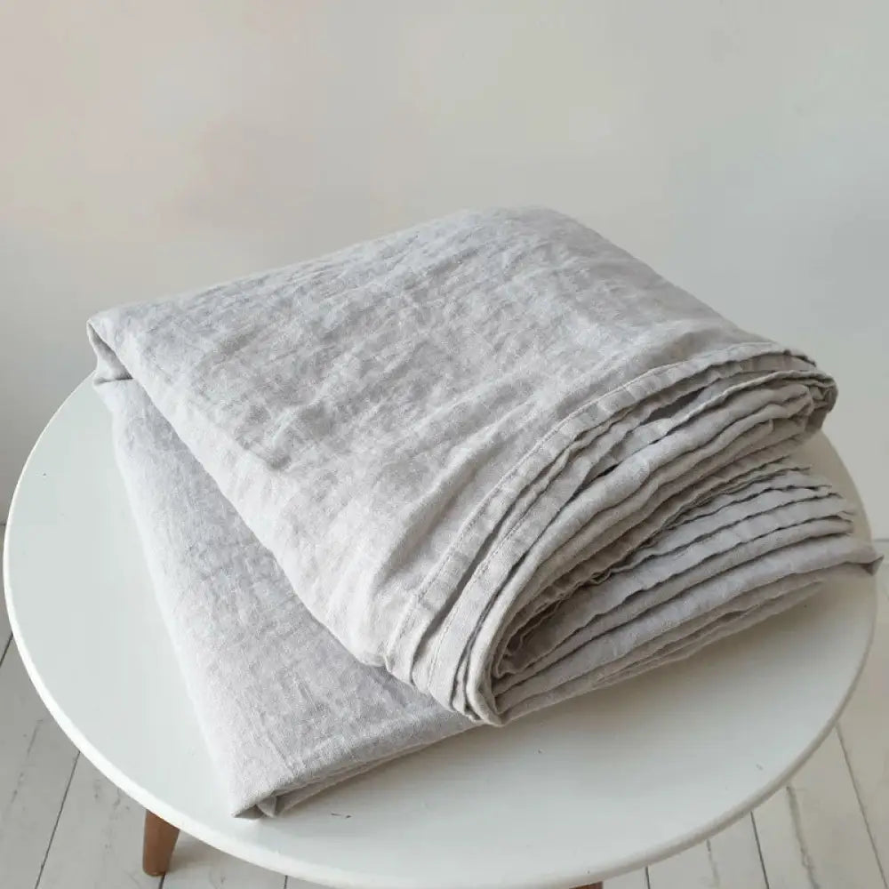 Ins Style Minimalist Organic Pure Linen Bed Sheet Bedroom Dove Gray / 240X245Cm