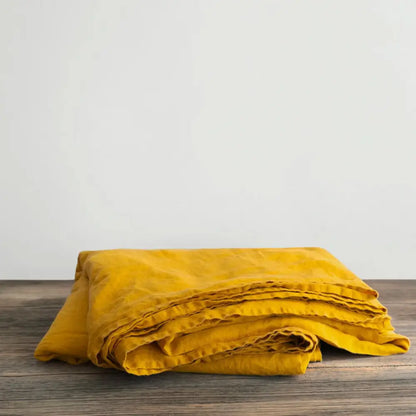 Ins Style Minimalist Organic Pure Linen Bed Sheet Bedroom Grapefruit Yellow / 240X245Cm