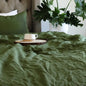 Ins Style Minimalist Organic Pure Linen Bed Sheet Bedroom Moss Green / 240X245Cm