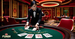 Kinh Nghiệm Baccarat FUN88: Bí Kíp Thực Chiến Từ Người Chơi Lâu Năm — hình ảnh minh họa giao diện và trải nghiệm kinh nghiệm baccarat fun88 tại nhà cái FUN88, thiết kế hiện đại theo tông màu thương hiệu đỏ-vàng, phục vụ người chơi Việt Nam.